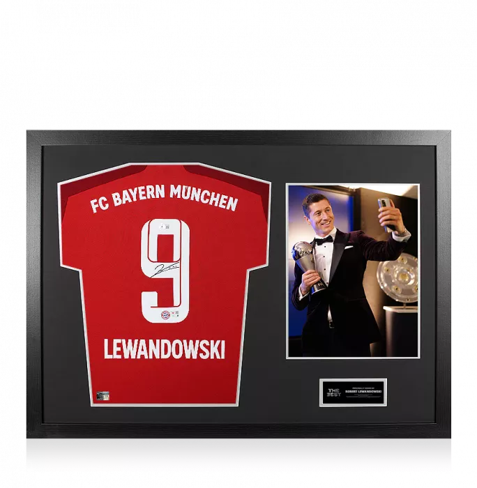 icons Robert Lewandowski Official The Best FIFA Football Awards™ Back Signed and Framed FC Bayern Munich 2021-22 Home Shirt: 2020 Winner