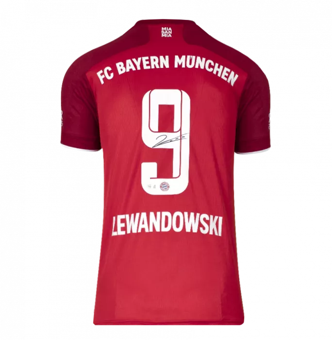 Icons Robert Lewandowski Official UEFA Champions League Back Signed And Hero Framed FC Bayern Munich 2021-22 Home Shirt