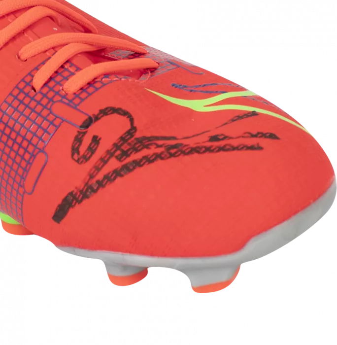 Icons Robert Lewandowski Official UEFA Europa League Signed Red Nike Mercurial Boot In Acrylic Case