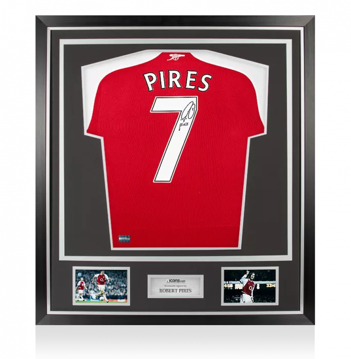 icons Robert Pires Back Signed Modern Arsenal Home Shirt In Classic Frame