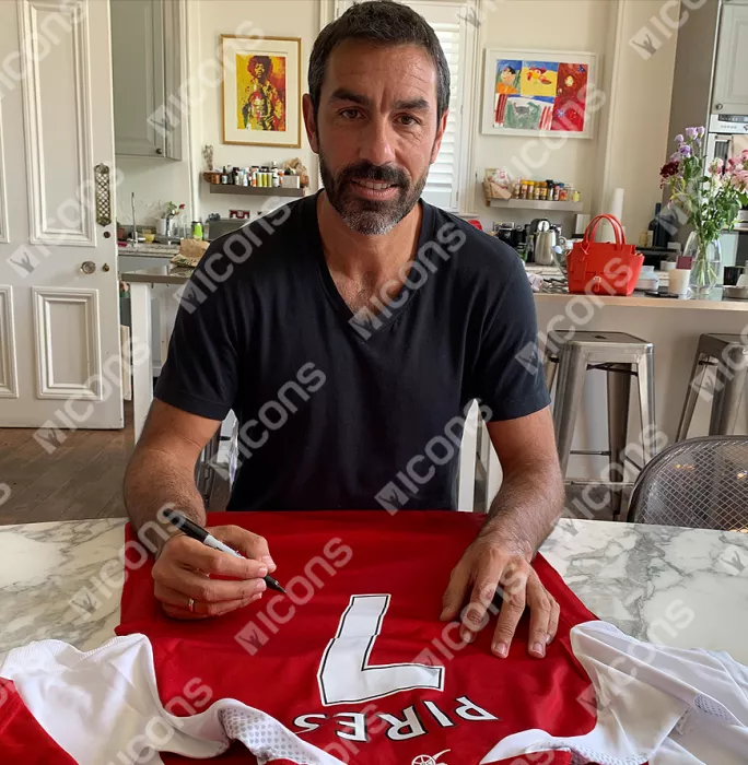 Icons Robert Pires Back Signed Modern Arsenal Home Shirt