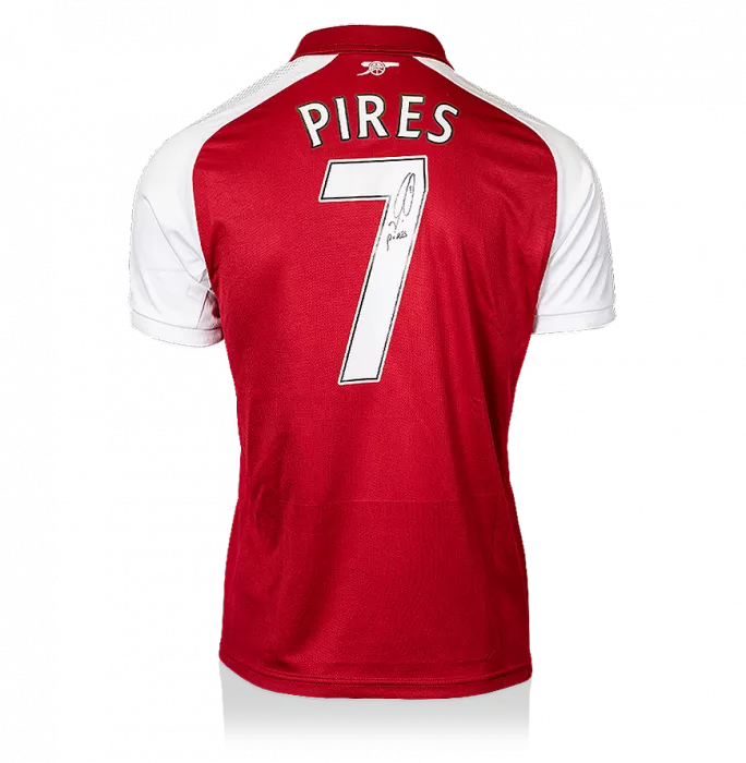 icons Robert Pires Back Signed Modern Arsenal Home Shirt