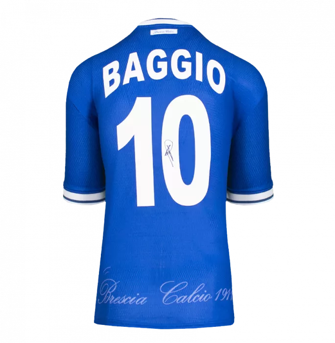 Icons Roberto Baggio Back Signed Brescia 2000-01 Home Shirt With Short Sleeve In Classic Frame