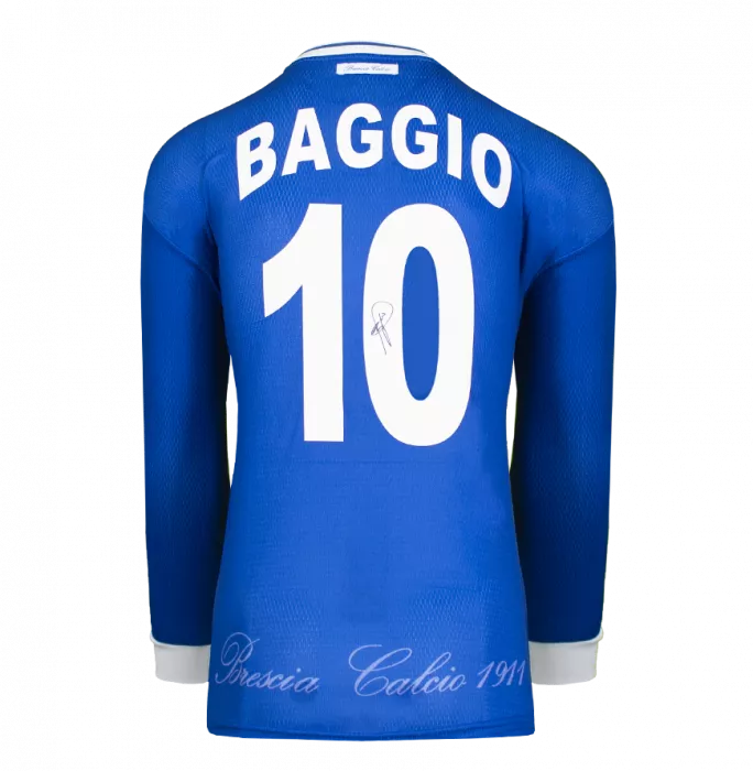 Icons Roberto Baggio Back Signed Brescia 2000-01 Home Shirt With Long Sleeves In Classic Frame