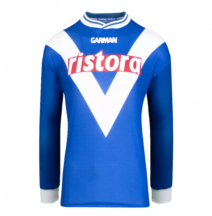 Icons Roberto Baggio Back Signed Brescia 2000-01 Home Shirt With Long Sleeves In Classic Frame