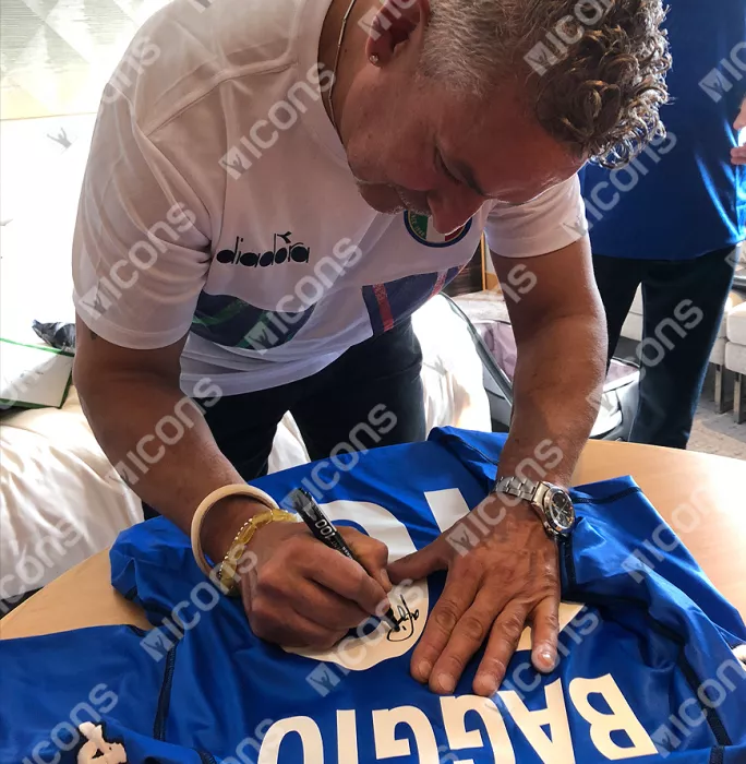 Icons Roberto Baggio Back Signed Brescia 2003-04 Home Shirt In Hero Frame: Option 1