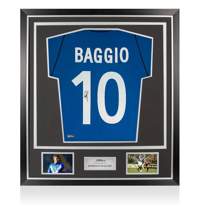 icons Roberto Baggio Back Signed Brescia 2003-04 Home Shirt In Classic Frame