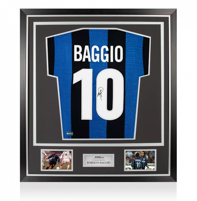 Icons Roberto Baggio Back Signed Internazionale Home Shirt In Classic Frame