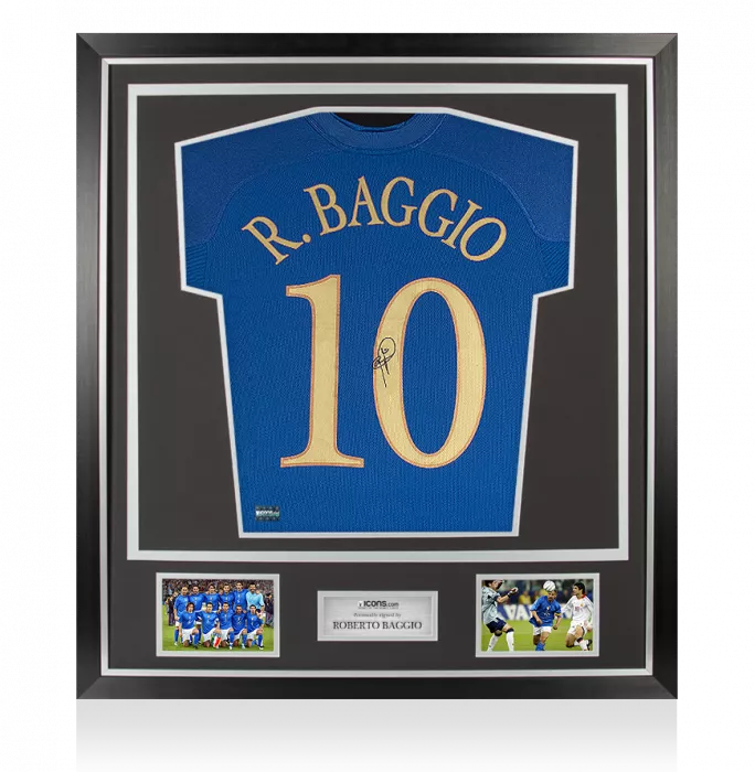 icons Roberto Baggio Back Signed Italy 2004 Home Shirt In Classic Frame
