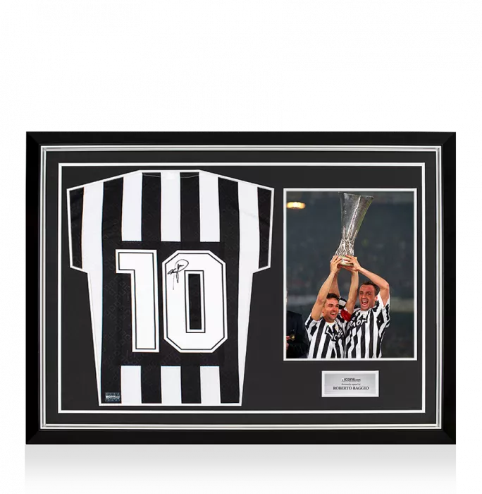 Icons Roberto Baggio Back Signed Juventus 1992-93 Home Shirt With Short Sleeves In Hero Frame: Option 1