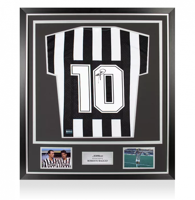 icons Roberto Baggio Back Signed Juventus 1992-93 Home Shirt With Short Sleeves In Classic Frame