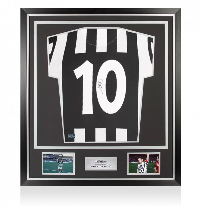 icons Roberto Baggio Back Signed Juventus 1994-95 Home Shirt In Classic Frame