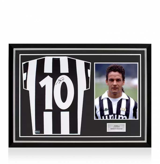 icons Roberto Baggio Back Signed Juventus 1994-95 Home Shirt With Long Sleeves In Classic Frame