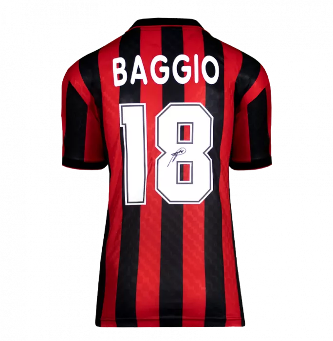 Icons Roberto Baggio Official AC Milan Back Signed And Framed 1996 Home Shirt With Fan Style Numbers