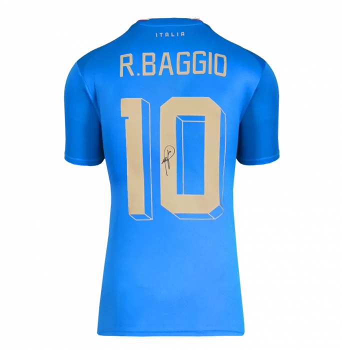 Icons Roberto Baggio Official Ballon D'Or™ Back Signed And Hero Framed Modern Italy Home Shirt