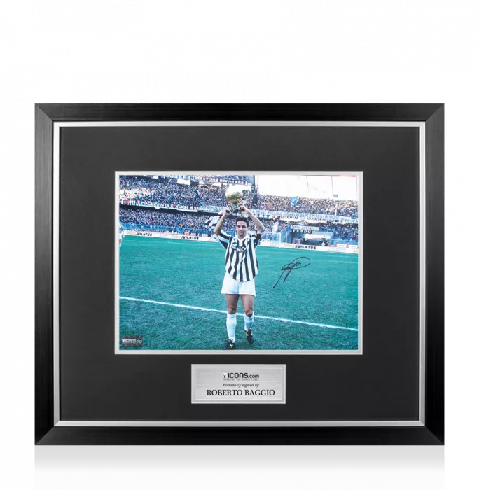 icons Roberto Baggio Signed Juventus Photo In Premium Photo Frame: 1993 Ballon d'Or Winner