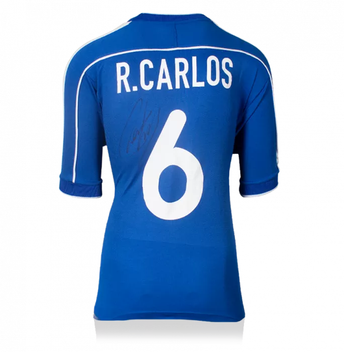 icons Roberto Carlos Back Signed Brazil 2000-02 Away Shirt
