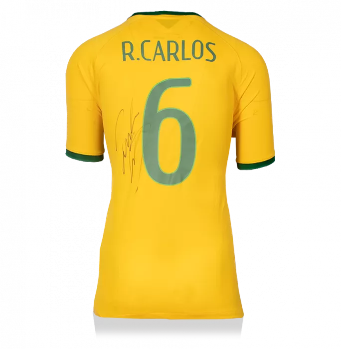 Icons Roberto Carlos Back Signed Brazil 2014-15 Home Shirt