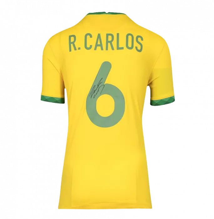 icons Roberto Carlos Back Signed Brazil 2020-21 Home Shirt