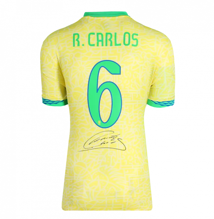 Icons Roberto Carlos Back Signed Brazil Home 2024 Shirt In Classic Frame