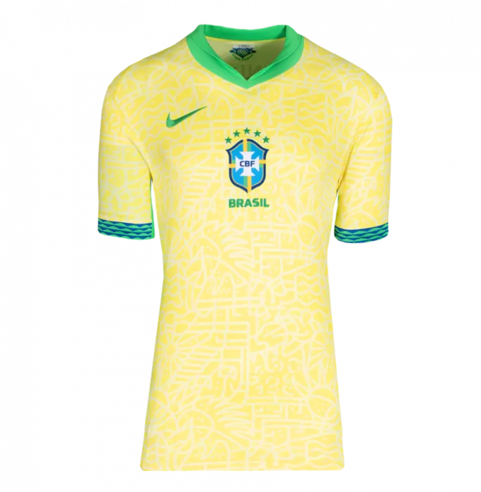 Icons Roberto Carlos Back Signed Brazil Home 2024 Shirt In Hero Frame: Option 1