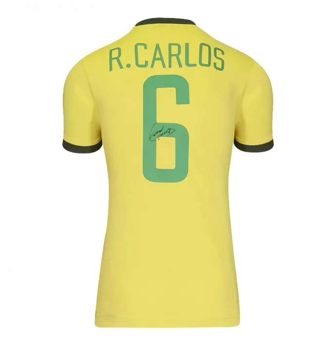 Icons Roberto Carlos Back Signed Brazil Retro Shirt In Classic Frame