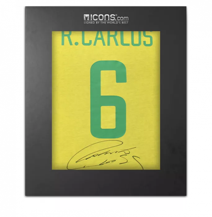 icons Roberto Carlos Back Signed Brazil Retro Shirt In Deluxe Packaging