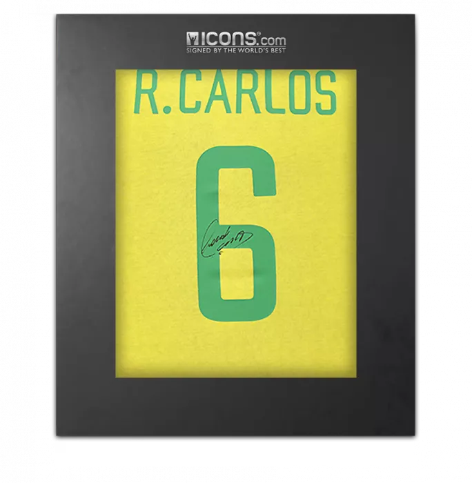 icons Roberto Carlos Back Signed Brazil Retro Shirt In Deluxe Packaging