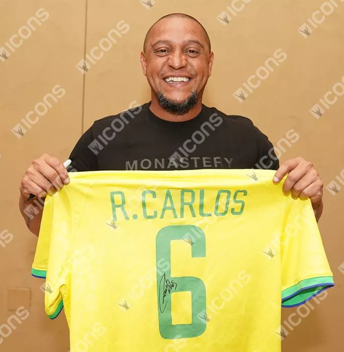 Icons Roberto Carlos Back Signed Modern Brazil Home Shirt