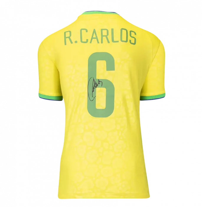 icons Roberto Carlos Back Signed Modern Brazil Home Shirt With Fan Style Number