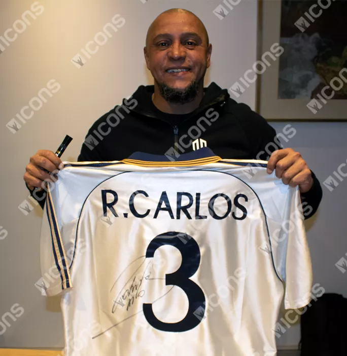 Icons Roberto Carlos Back Signed Real Madrid 1998-00 Home Shirt