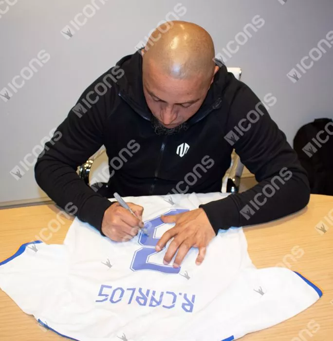 Icons Roberto Carlos Back Signed Real Madrid 2021-22 Home Shirt