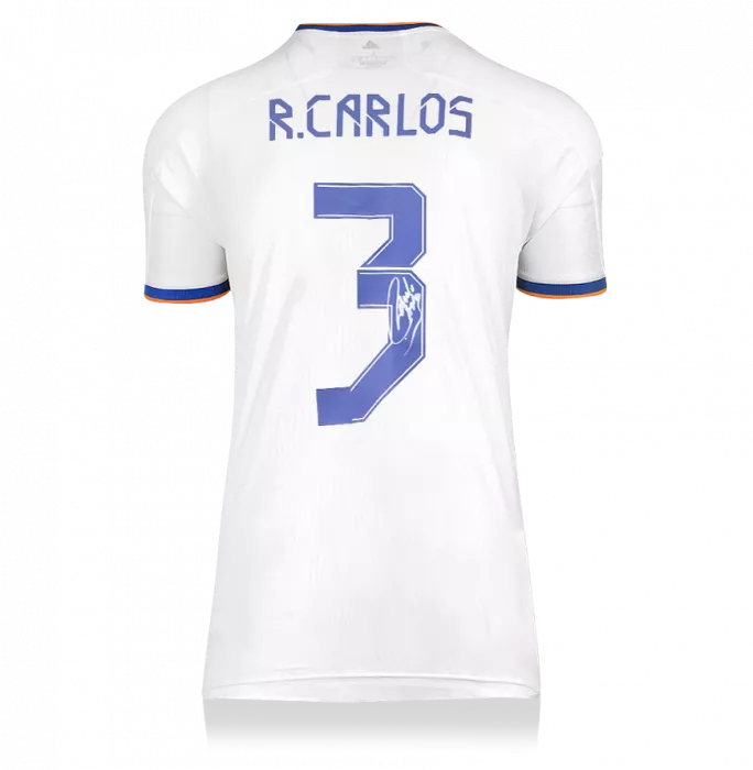 icons Roberto Carlos Back Signed Real Madrid 2021-22 Home Shirt