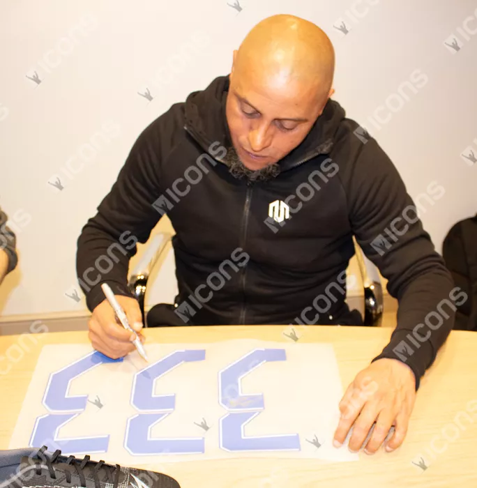 Icons Roberto Carlos Back Signed Real Madrid 2021-22 Home Shirt With Long Sleeves In Hero Frame: Option 1