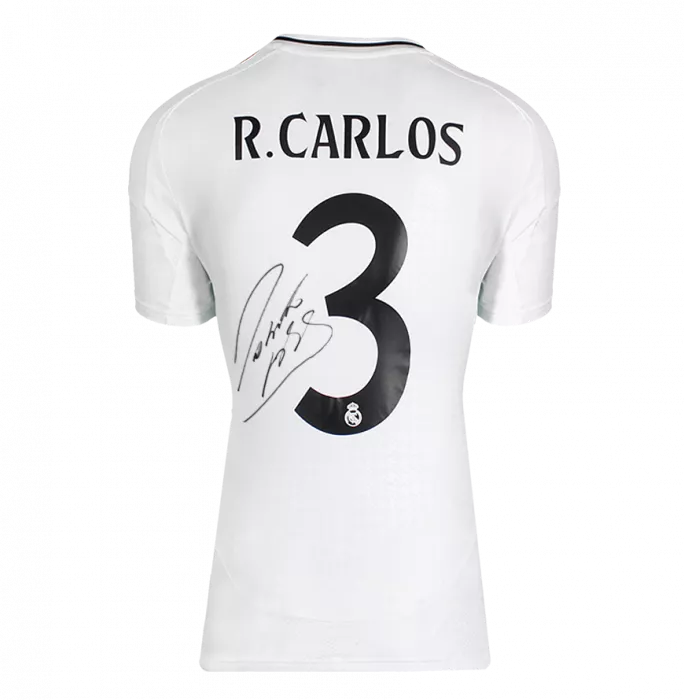Icons Roberto Carlos Back Signed Real Madrid 2024-25 Home Shirt In Deluxe Packaging