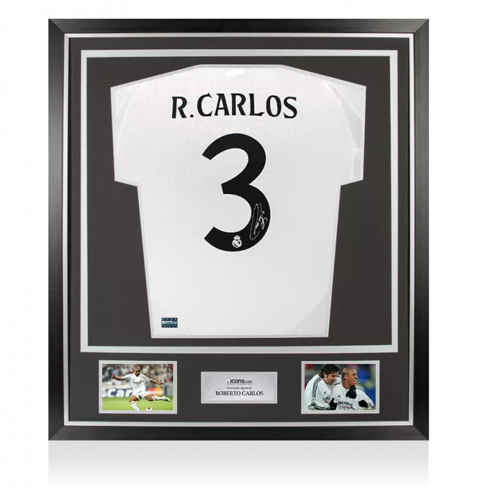 icons Roberto Carlos Back Signed Real Madrid 2024-25 Home Shirt In Classic Frame