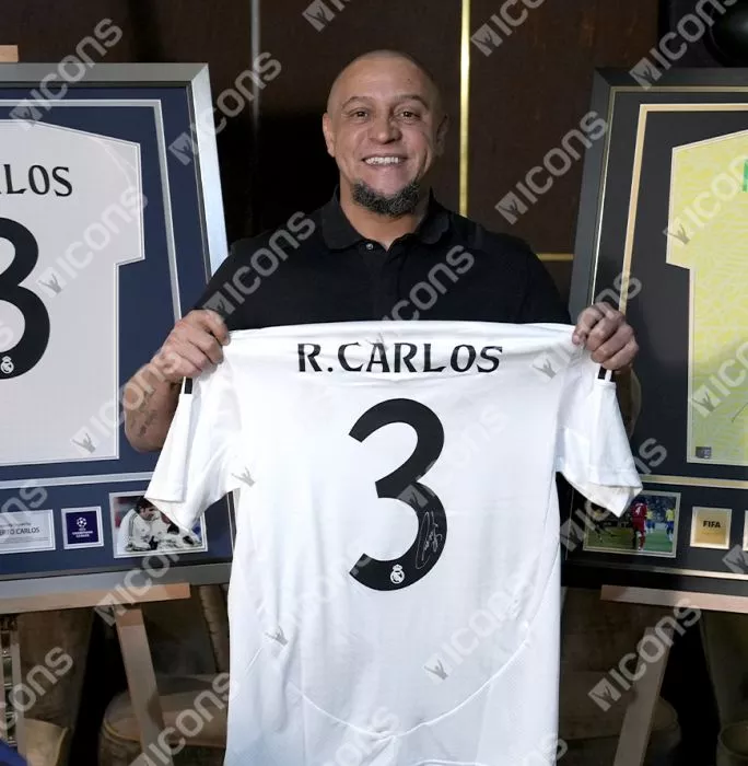 Icons Roberto Carlos Back Signed Real Madrid 2024-25 Home Shirt In Deluxe Packaging