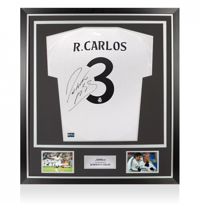 icons Roberto Carlos Back Signed Real Madrid 2024-25 Home Shirt In Classic Frame