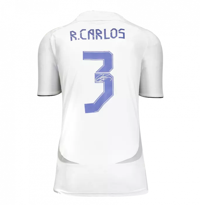 Icons Roberto Carlos Back Signed Real Madrid Teamgeist Shirt In Hero Frame: Option 1
