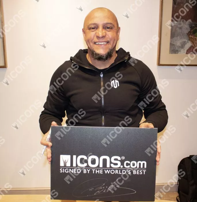 Icons Roberto Carlos Back Signed Real Madrid Teamgeist Shirt