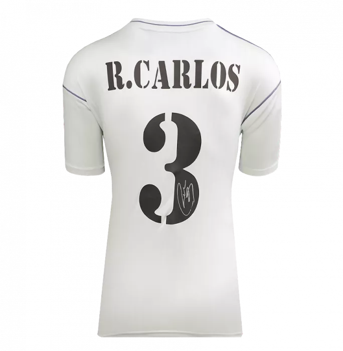 Icons Roberto Carlos Back Signed Real Madrid Terrace Icon Shirt In Classic Frame