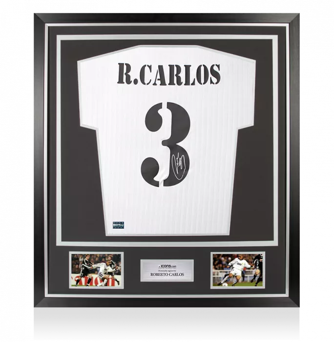 icons Roberto Carlos Back Signed Real Madrid Terrace Icon Shirt In Classic Frame