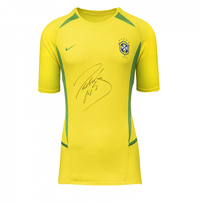 icons Roberto Carlos Front Signed Brazil 2002-04 Home Shirt