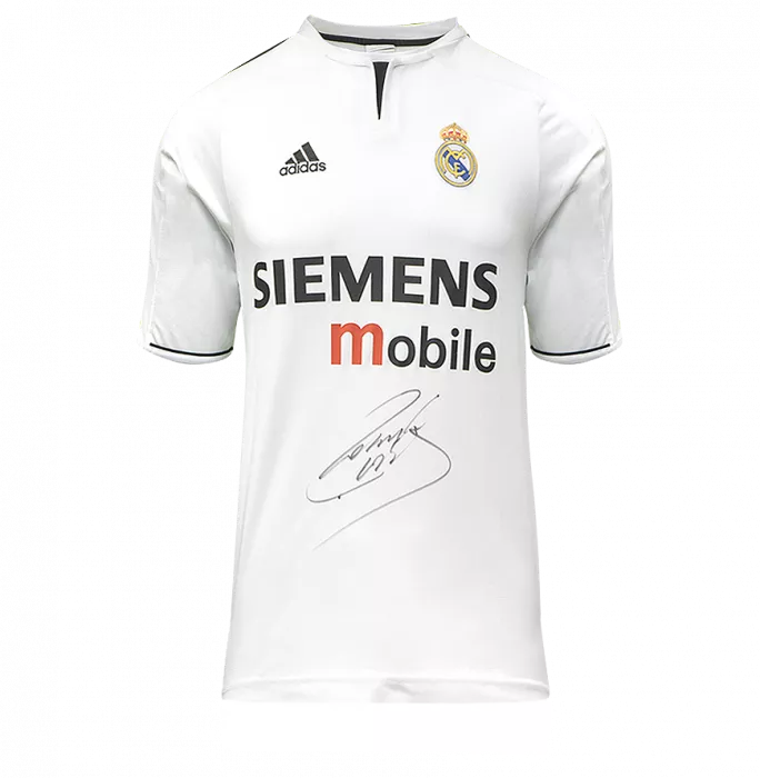 Icons Roberto Carlos Front Signed Real Madrid 2003-04 Home Shirt In Classic Frame