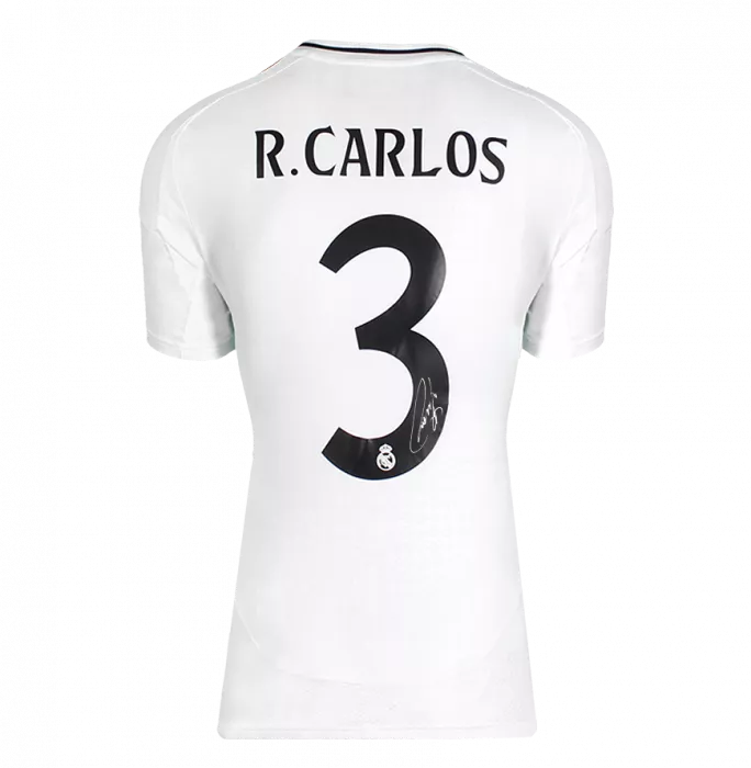 Icons Roberto Carlos Official UEFA Champions League Back Signed And Hero Framed Real Madrid 2024-25 Home Shirt