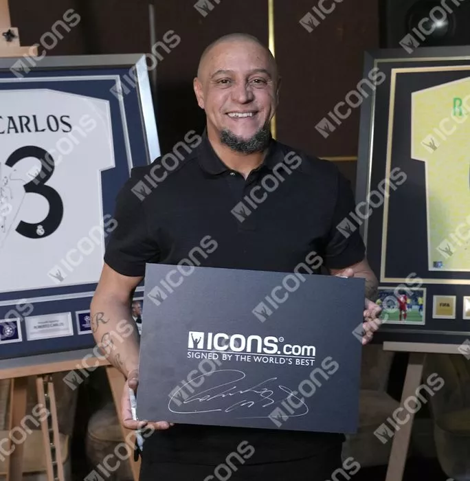 Icons Roberto Carlos Official UEFA Champions League Back Signed And Hero Framed Real Madrid 2024-25 Home Shirt