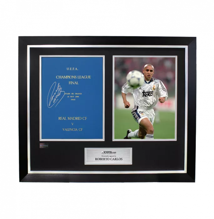 icons Roberto Carlos Signed and Framed Programme: 2000 UEFA Champions League Final - Hardback Edition