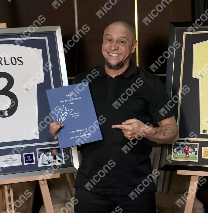 Icons Roberto Carlos Signed And Framed Programme: 2002 UEFA Champions League Final - Hardback Edition