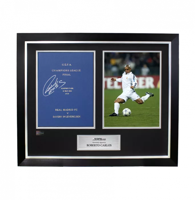 icons Roberto Carlos Signed and Framed Programme: 2002 UEFA Champions League Final - Hardback Edition