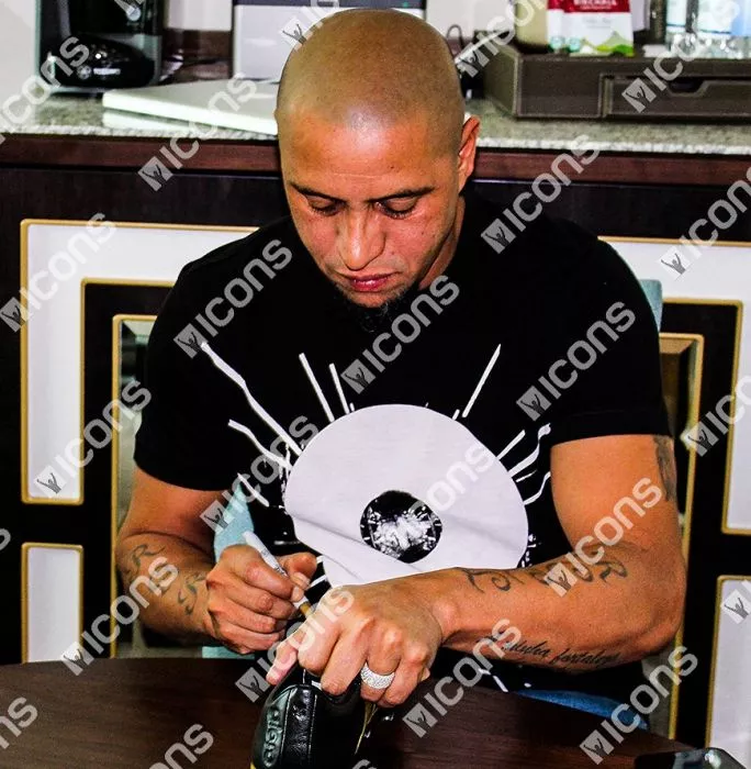 Icons Roberto Carlos Signed Black And Gold Adidas Gloro Boot